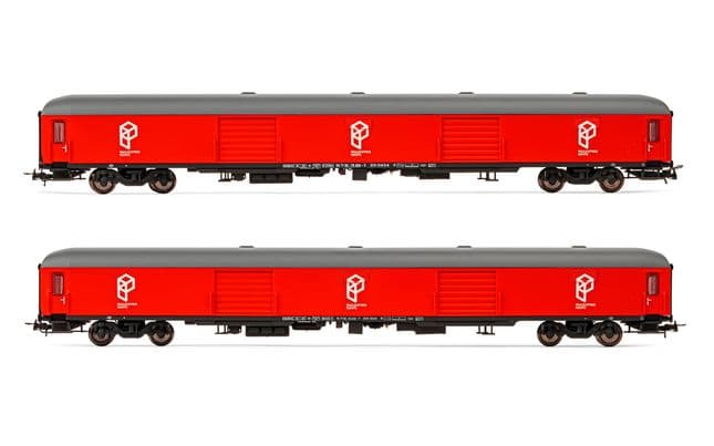RENFE, set de 2 furgónes DD-8100, decoración rojo Paquexpres, ép. V (1)
