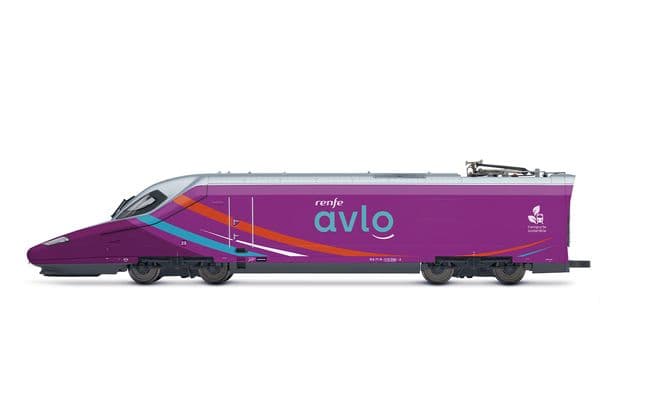 RENFE, set principal de 5 unidades del tren de alta velocidad "AVLO", decoración violeta, ép. VI, con decoder de sonido (2)