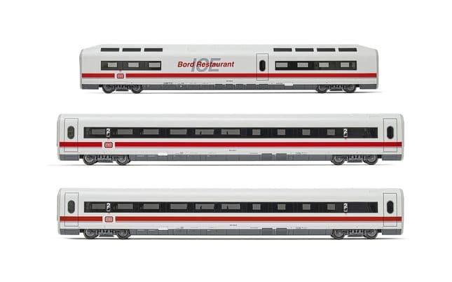 DB, set di 3 carrozze aggiuntive ICE 1 BR 401, livrea bianca/rossa, composto da 1 carrozza ristorante e 2 carrozze di 2a classe, ep. IV-V (1)