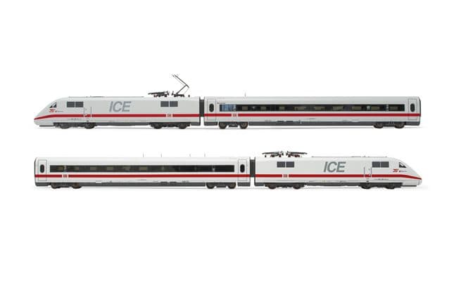 DB AG, set di 4 unità, elettrotreno ad alta velocità ICE 1 BR 401, livrea bianca/rossa, con pantografi aggiuntivi per la Svizzera Tz. "Interlaken", composto da locomotiva motorizzata, locomotiva folle e 2 carrozze intermedie, ep. V-VI (1)