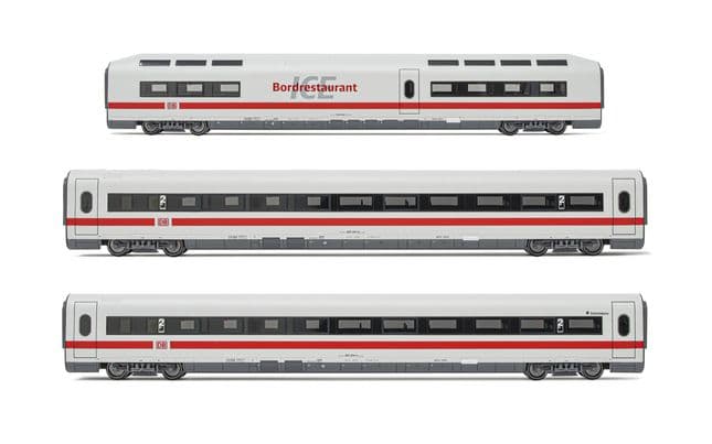 DB AG, set di 3 carrozze aggiuntive ICE 1 BR 401, livrea bianca/rossa, composto da 1 carrozza ristorante e 2 carrozze di 2a classe, Tz 181 "Interlaken", ep. V-VI (1)