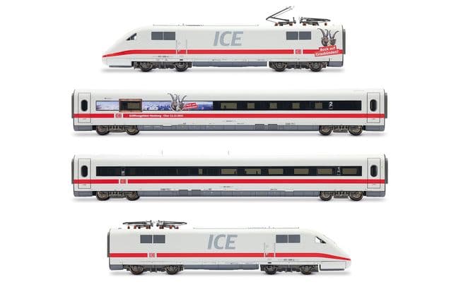 DB AG, ICE 1, Tz 186 "Chur" con pantografi svizzeri aggiuntivi, set base di 4 elementi (unità di testa motrice + folle, carrozza di servizio + 2ª classe), “Bock auf Graubünden” (1)