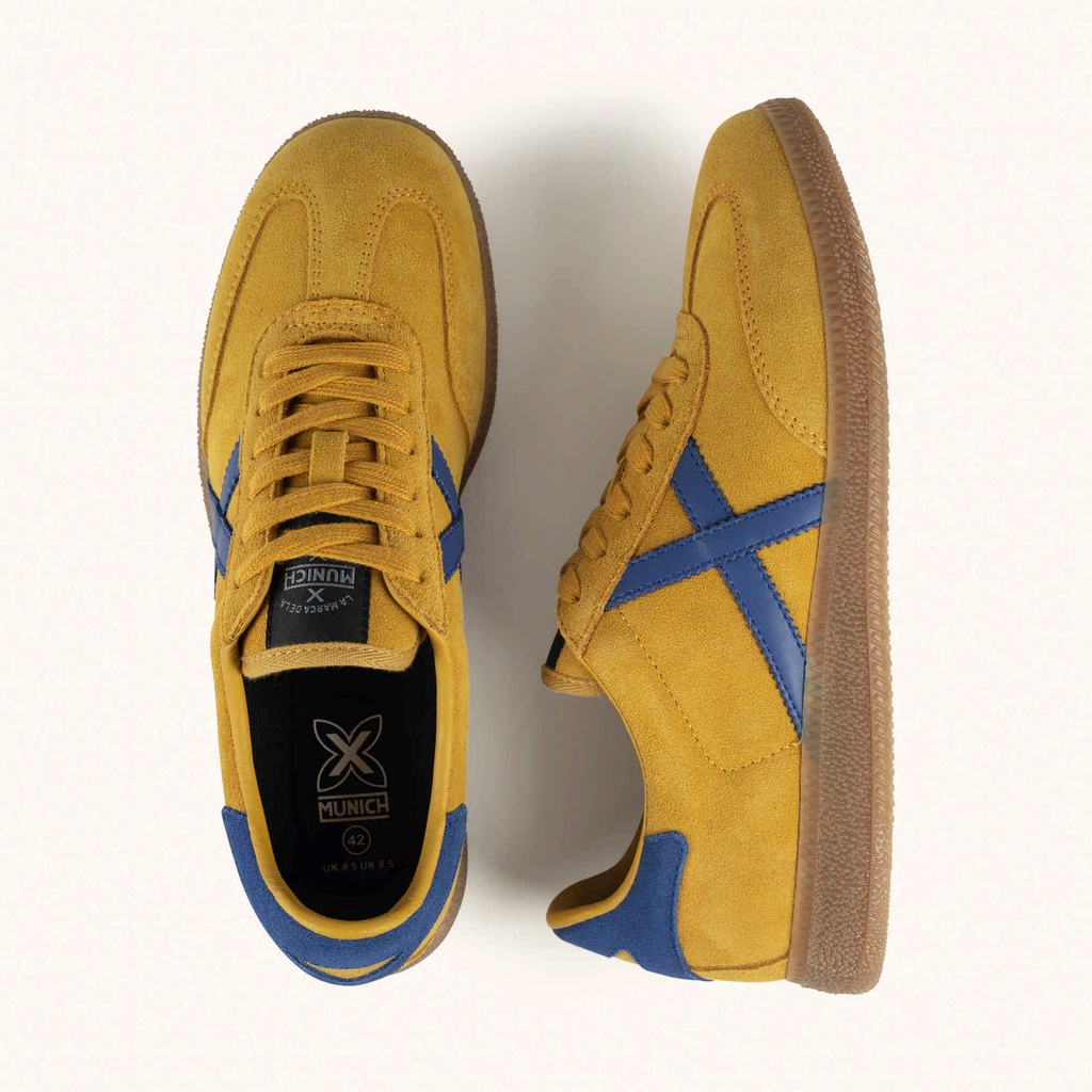 MUNICH BARRU 230 Mustard yellow and blue leather sneakers (7)