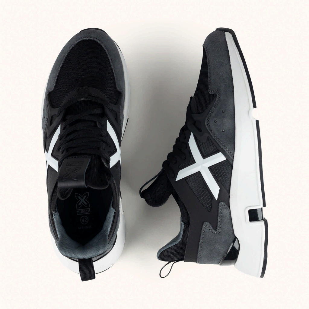 MUNICH CLIK 110 Sneakers athletic style and urban design Black, Grey and White (7)