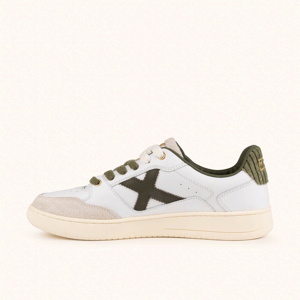 MUNICH LEGIT 125 Sneakers Retro tennis and skate organic essence in White and Olive Green (4)
