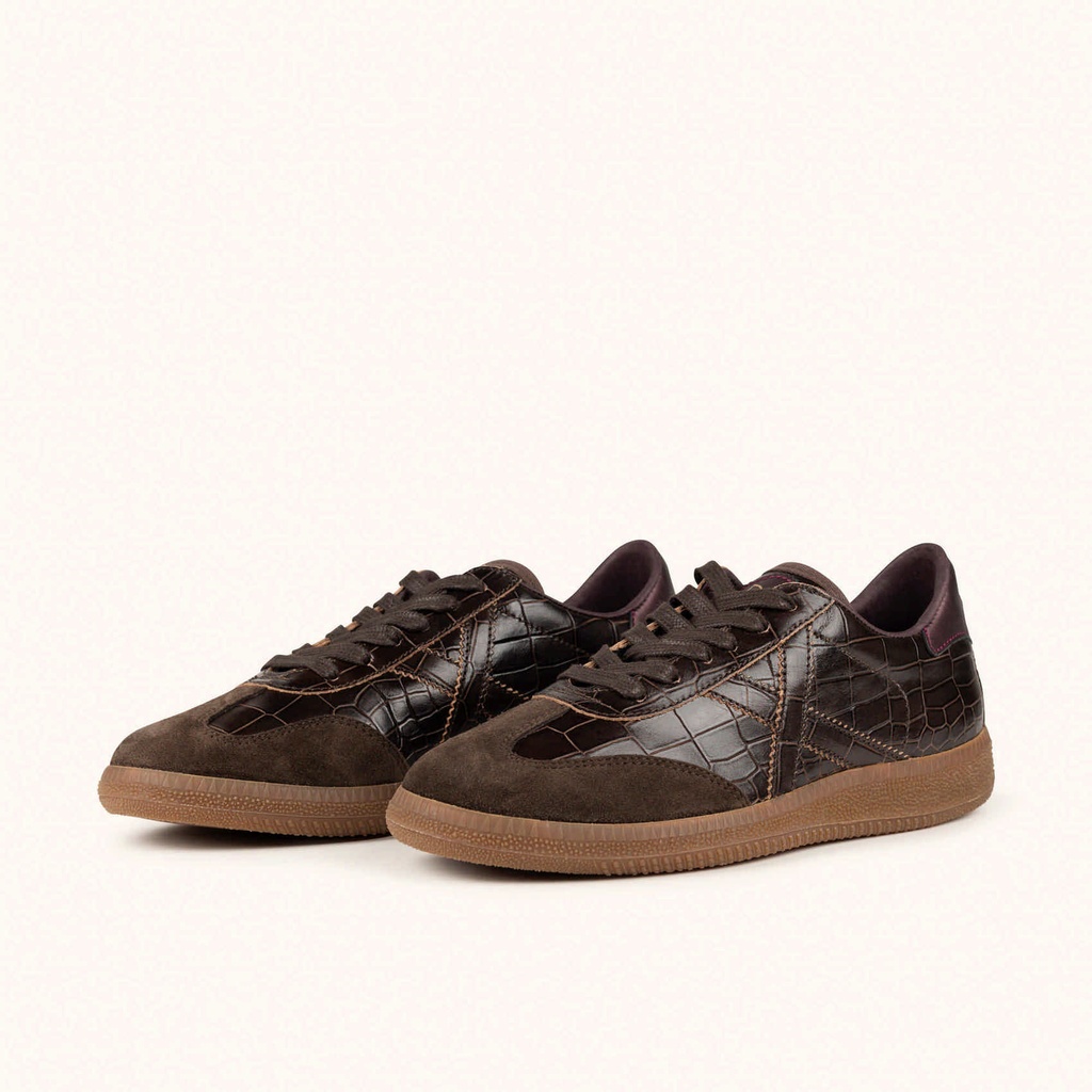 MUNICH BARRU 249 Sneakers of elegant design with crocodile effect Dark Brown and Bronze (6)