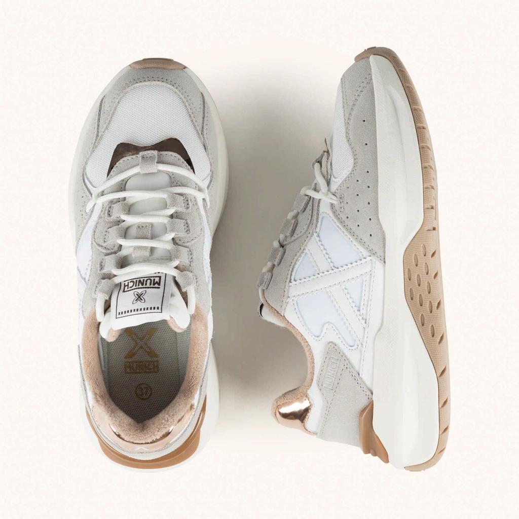 MUNICH NEXA 29 Futuristic design sneakers White, Grey and Rose Gold (7)