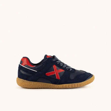 MUNICH MINI GOAL W 1637 Barefoot kids' classic and flat navy blue and red sneakers (2)