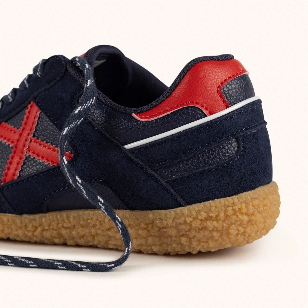 MUNICH MINI GOAL W 1637 Barefoot kids' classic and flat navy blue and red sneakers (3)