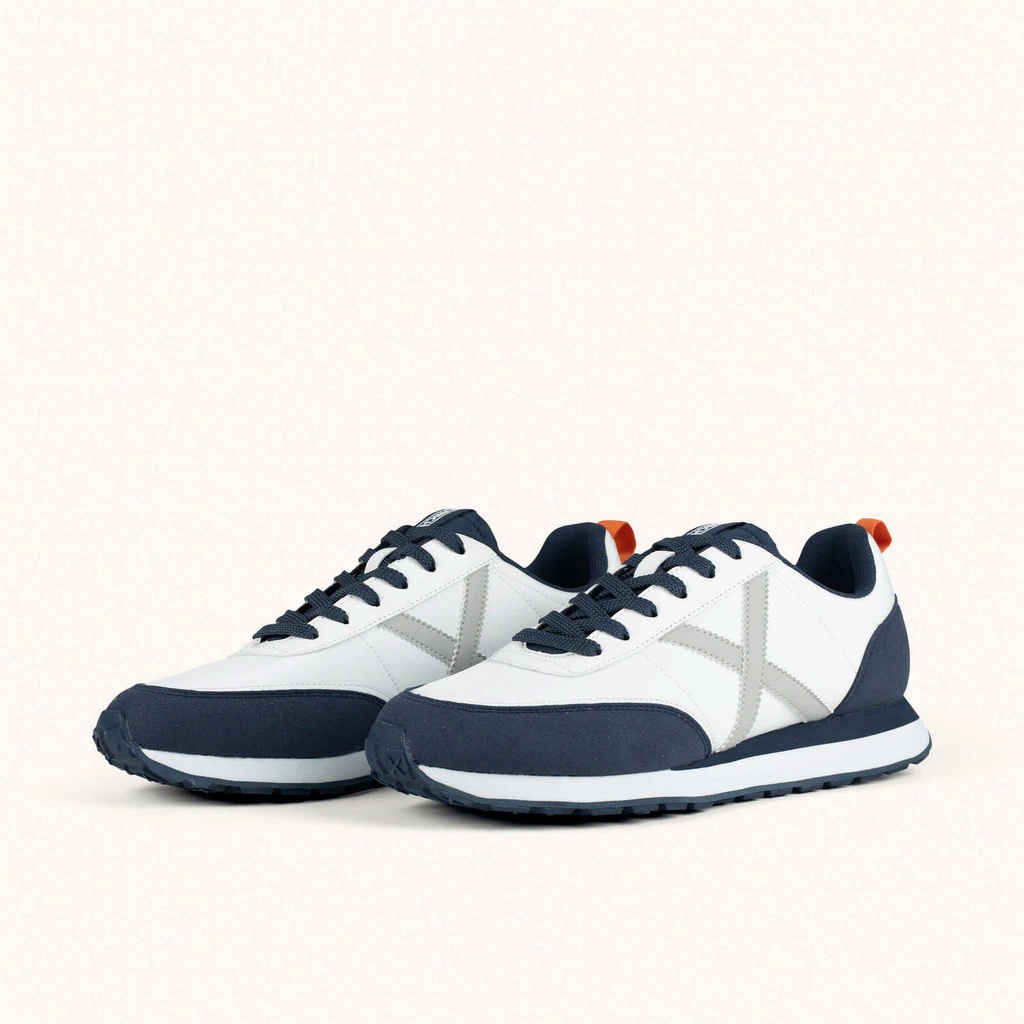 MUNICH RUSH 10 Retro Running Sneakers White, Navy Blue, Grey and Orange (6)