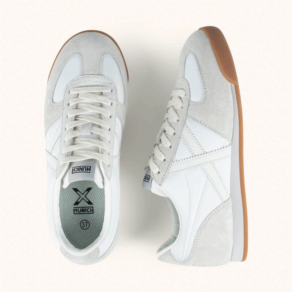 MUNICH STEREO WMN 12 Retro design sneakers White, Light Grey and Caramel (7)