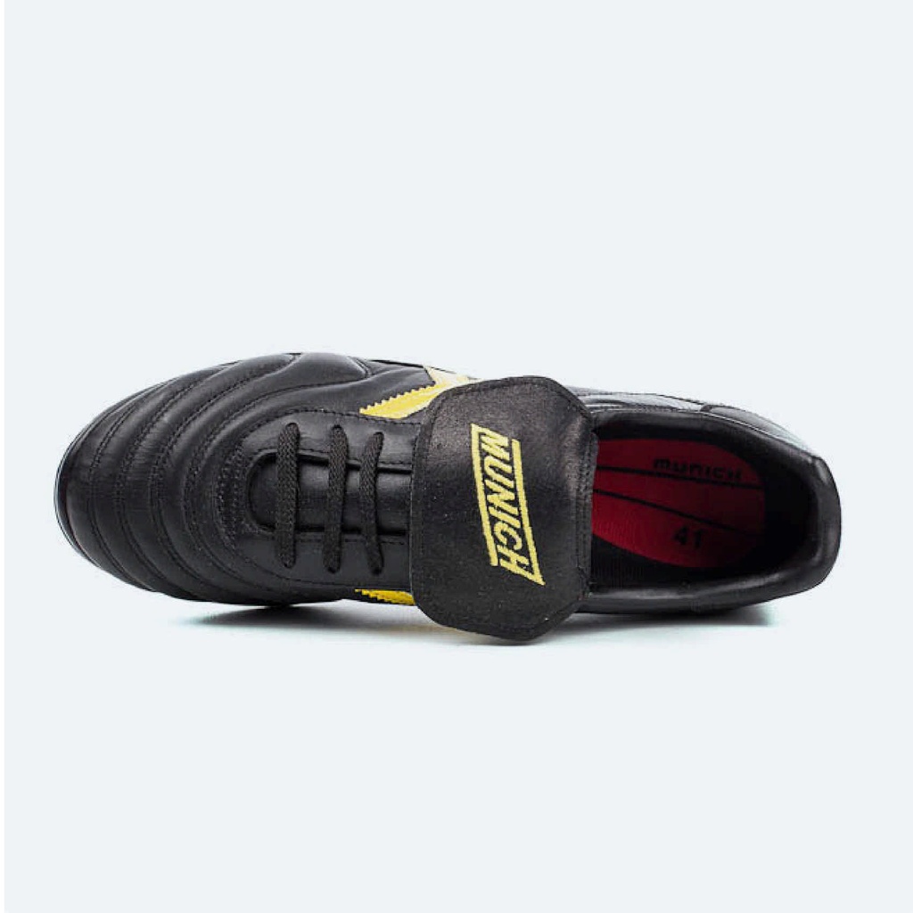 MUNICH MUNDIAL U25 Zapatillas clÃ¡sicas y planas de piel de canguro negro y amarillo (5)