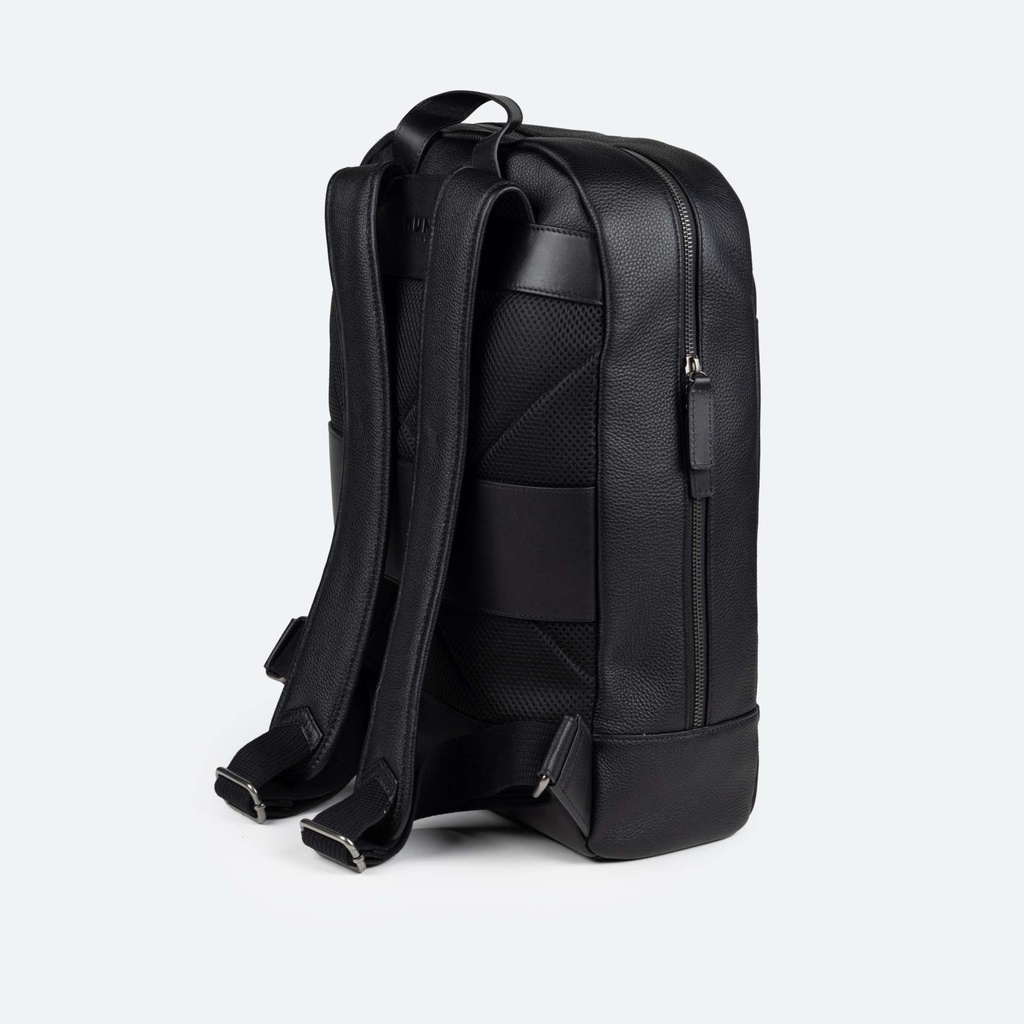Mochila de piel negra con banda para trolley BACKPACK CRAFT (4)