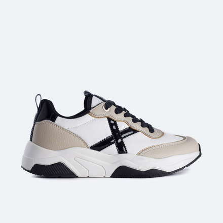 MUNICH WAVE 105 Zapatillas de diseÃ±o retro con volumen Blanco, Beige y Negro (2)