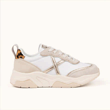 MUNICH WAVE 105 Zapatillas de diseÃ±o retro con volumen Blanco, Beige y Negro (9)