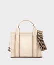 ALCUDIA - Bolso de piel  con asa en textil para mujer.