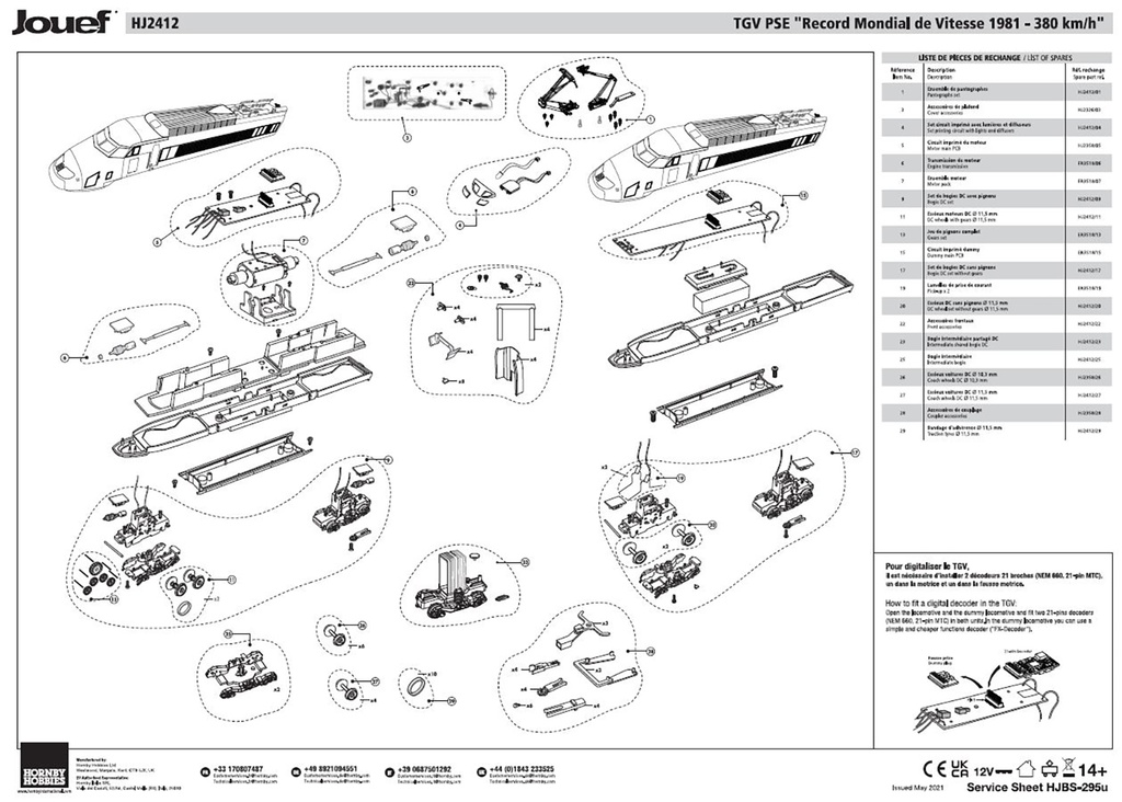 TGV PSE "Record Mondial de Vitesse 1981 - 380 km/h" PCB principal ficticio