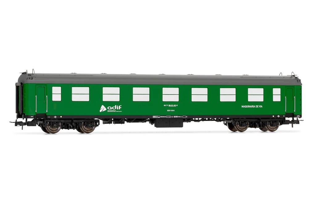 ADIF, coche SSV-1014, decoración “Maquinaria de via”, ép. VI