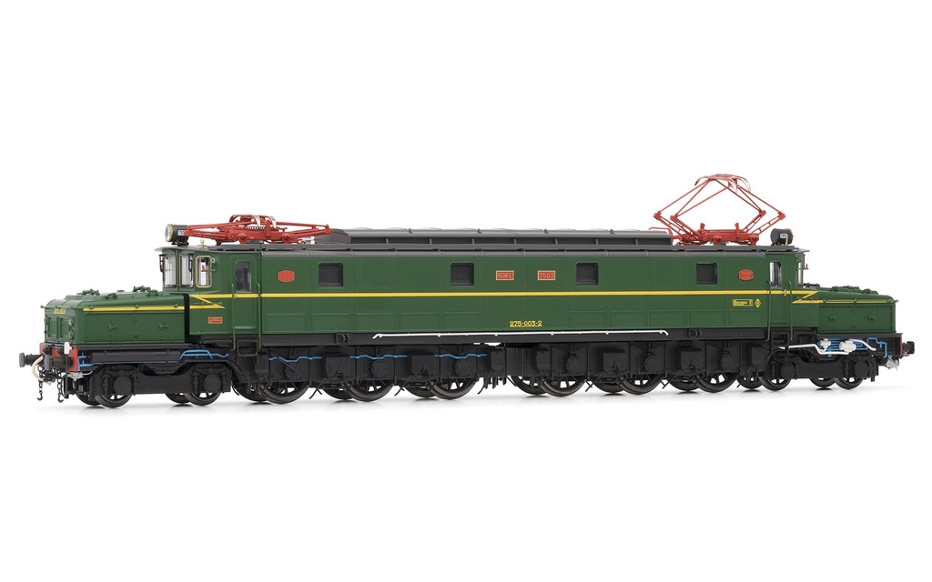 RENFE locomotora electrica 275.003, decoración verde/amarillo, ép. III, condecoder de sonido