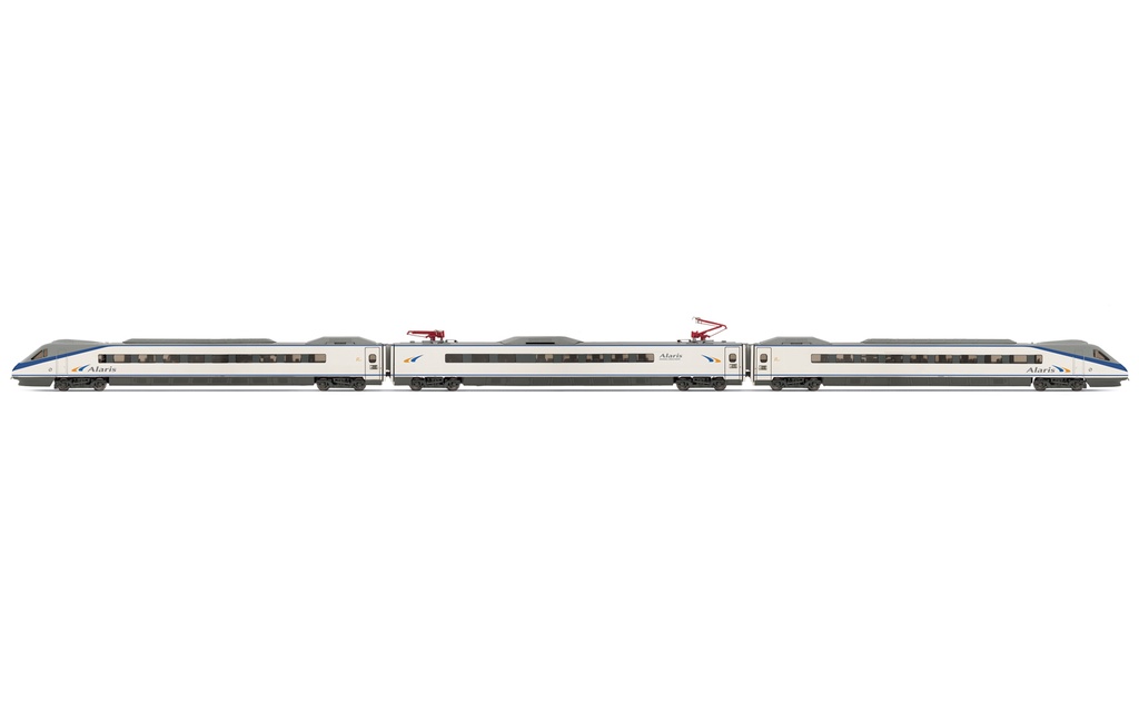 RENFE, set de 3 unidades, automotor S-490 “Alaris” Grandes lineas, Azul blanco, ép. V