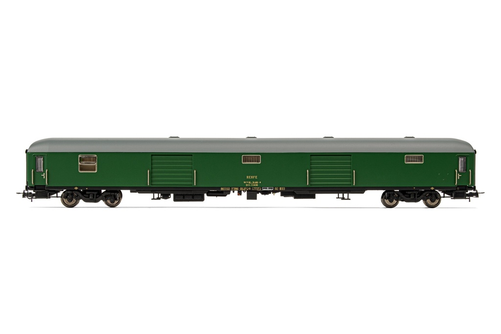 RENFE, furgón D11-11400, decoración verde, ép. IV