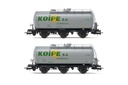 RENFE, set de 2 vagones cisternas de 3 ejes, decoración gris, "Koipe", ép. IV. Ejes para sistema AC: HC6101 (11,27 x 24,25 mm)
