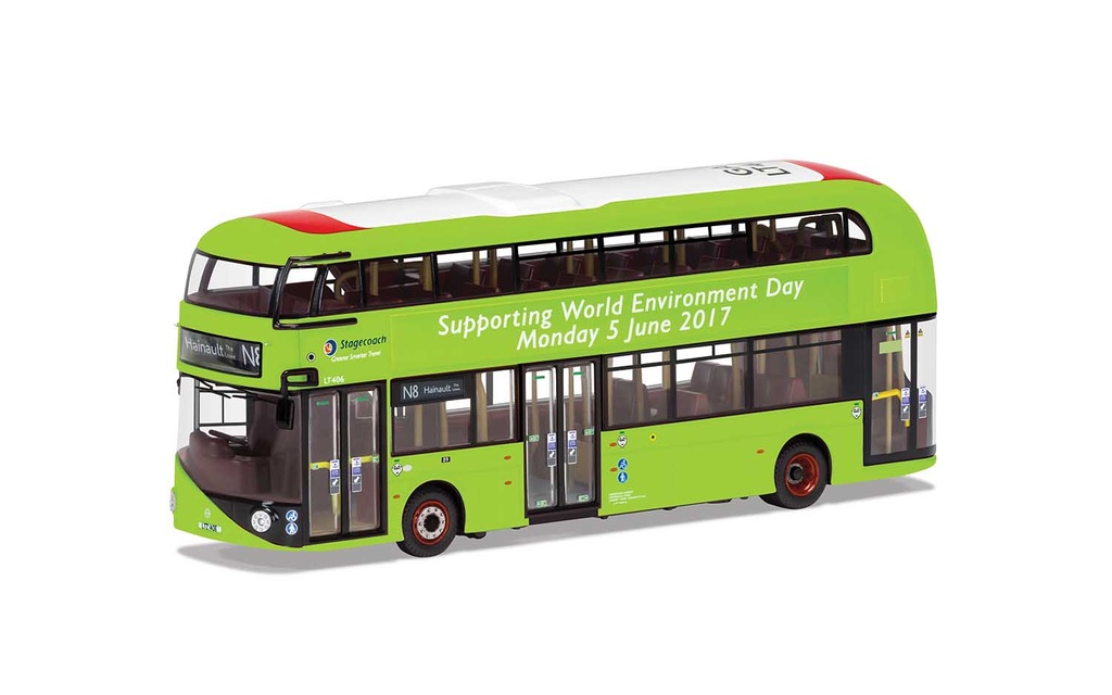 New Routemaster, Stagecoach London, LTZ 1406/LT406, Route N8 Hainault: The Lowe, Supporting World Environment Day