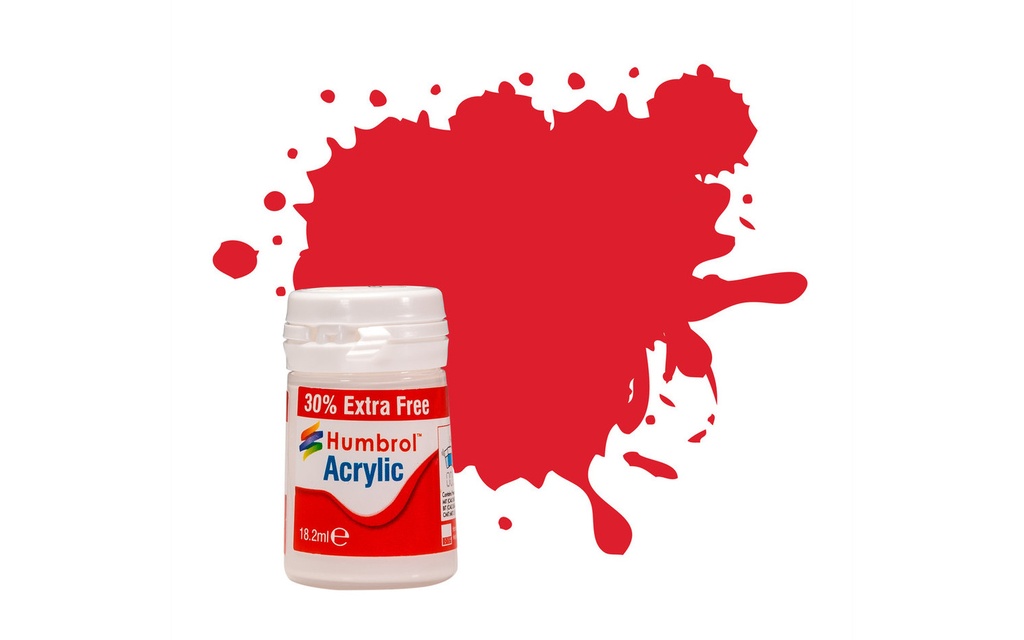 Acrylic Paint: 19 - Red - Gloss - (14ml + 30% Extra Free Pot)