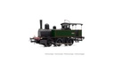 030 steam locomotive, green/black livery with red stripes, period III