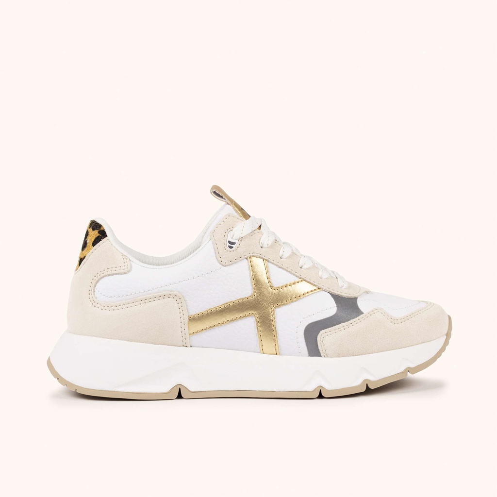 [8445648688876-36] MUNICH MAMBA 05 High-volume and contemporary aesthetic sneakers White, Beige, Gold and Animal Print (36)