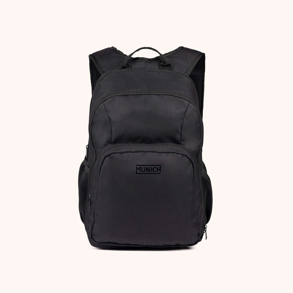 MUNICH BACKPACK STREET C/BLACK Black Recycled Polyester Urban Backpack with Double Compartment