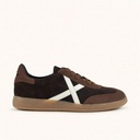 8445648793112 MUNICH BARRU 231 Chocolate brown and tan leather sneakers with white "X"