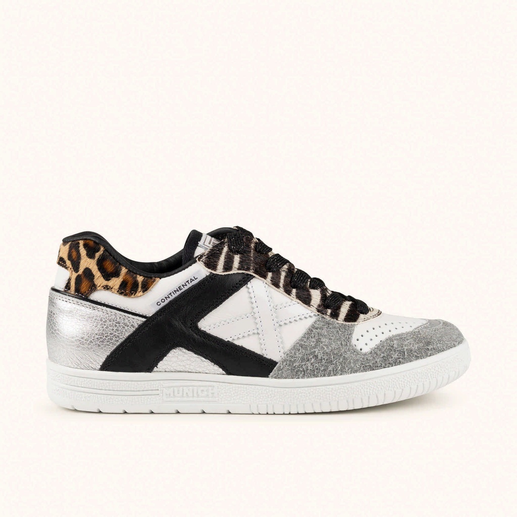 [8445648799862-36] MUNICH CONTINENTAL PREMIUM 27 Sneakers of classic design White, Black, Silver and Animal Print (36)