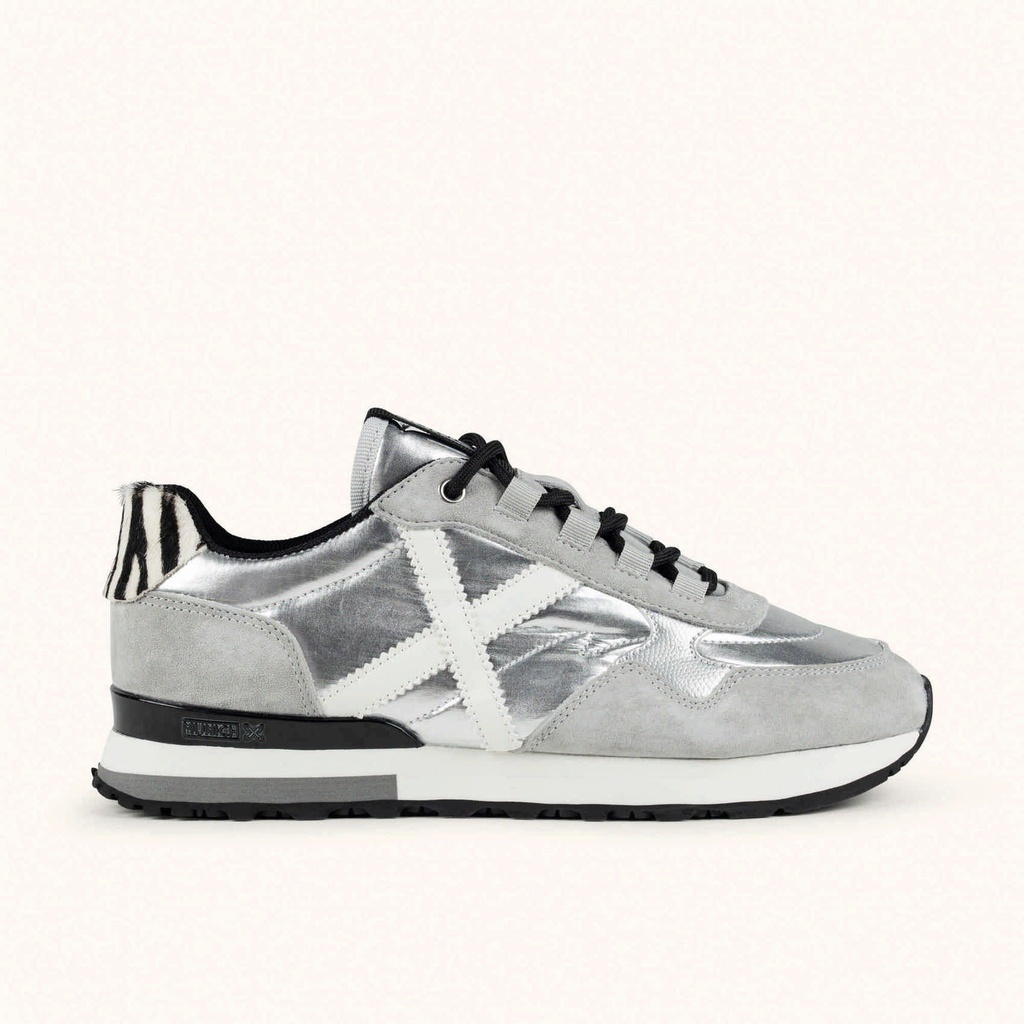 [8445648781058-36] MUNICH SUNSET WMN 67 Sneakers with a futuristic design Silver, Grey and Animal Print (36)