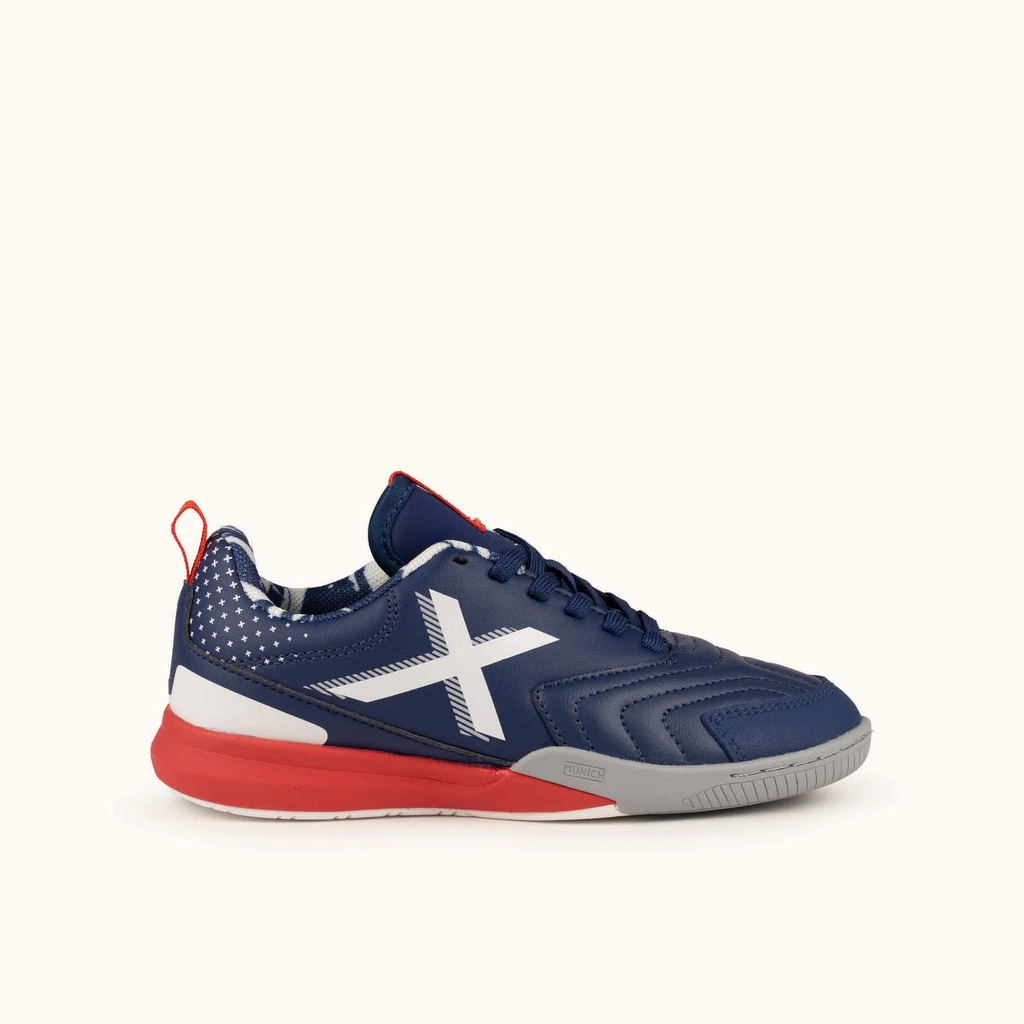 [8445648777358-36] MUNICH RONDITO KID 23 Kids' Indoor Football Shoes Blue and Red with Velcro (36)