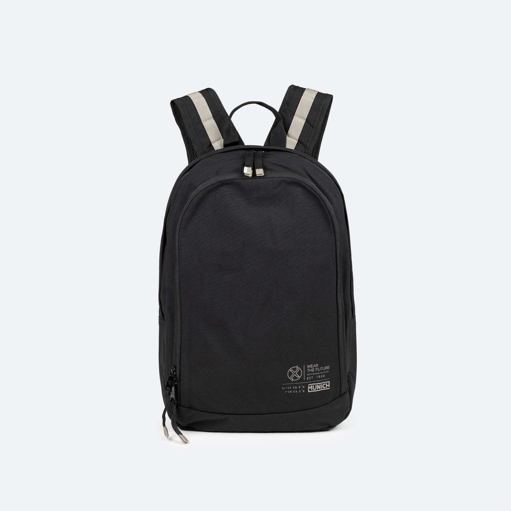 Mochila Sostenible de Doble Compartimento Negra TECA RECYCLED. BACKPACK.