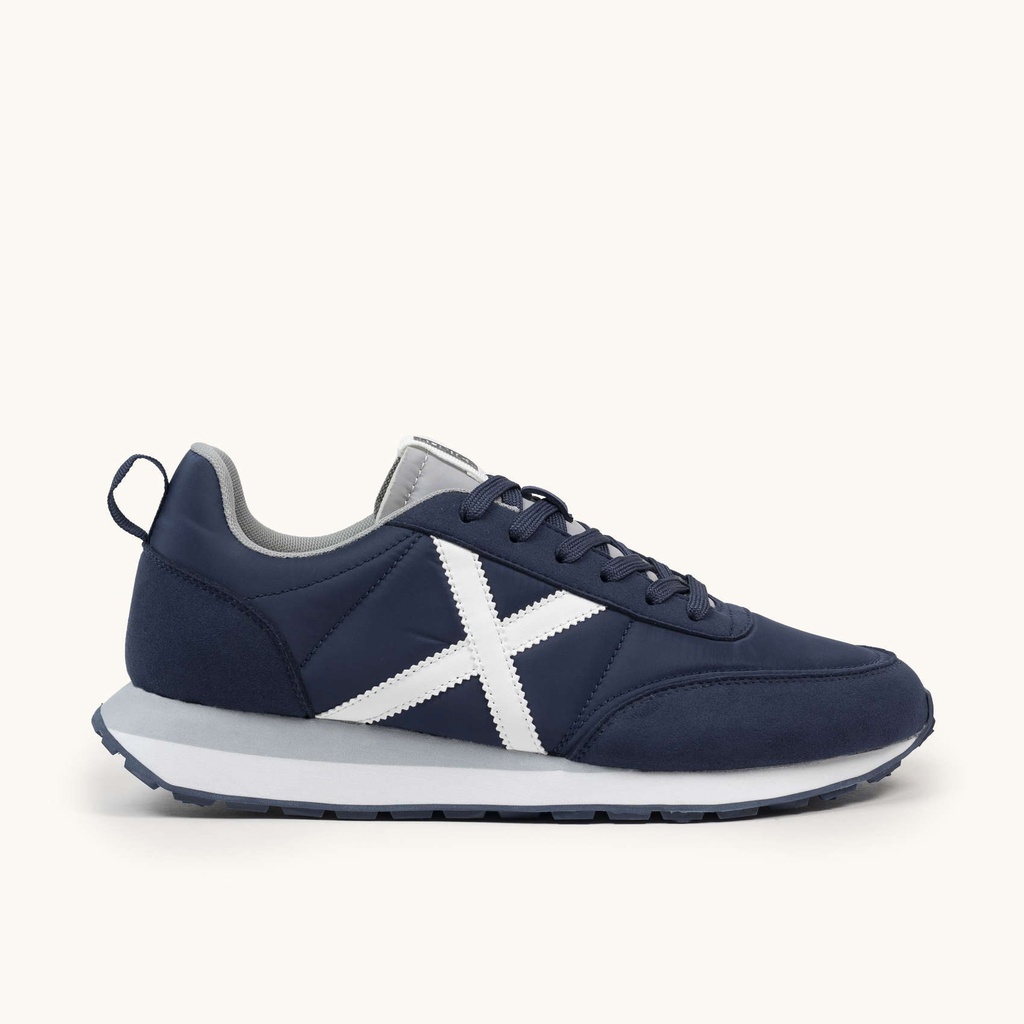 [4882001-39] MUNICH RUSH 01 Retro Running Zapatilla Deportiva Azul Marino con Detalles en Blanco y Gris (39)