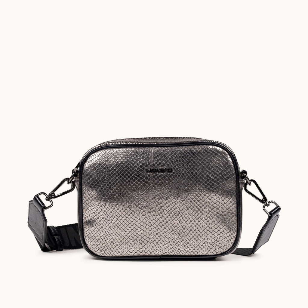 Bandolera Tipo Camera con Efecto Serpiente Plateado BLOCK FUN SILVER NIGHT CROSSBODY CAMERA