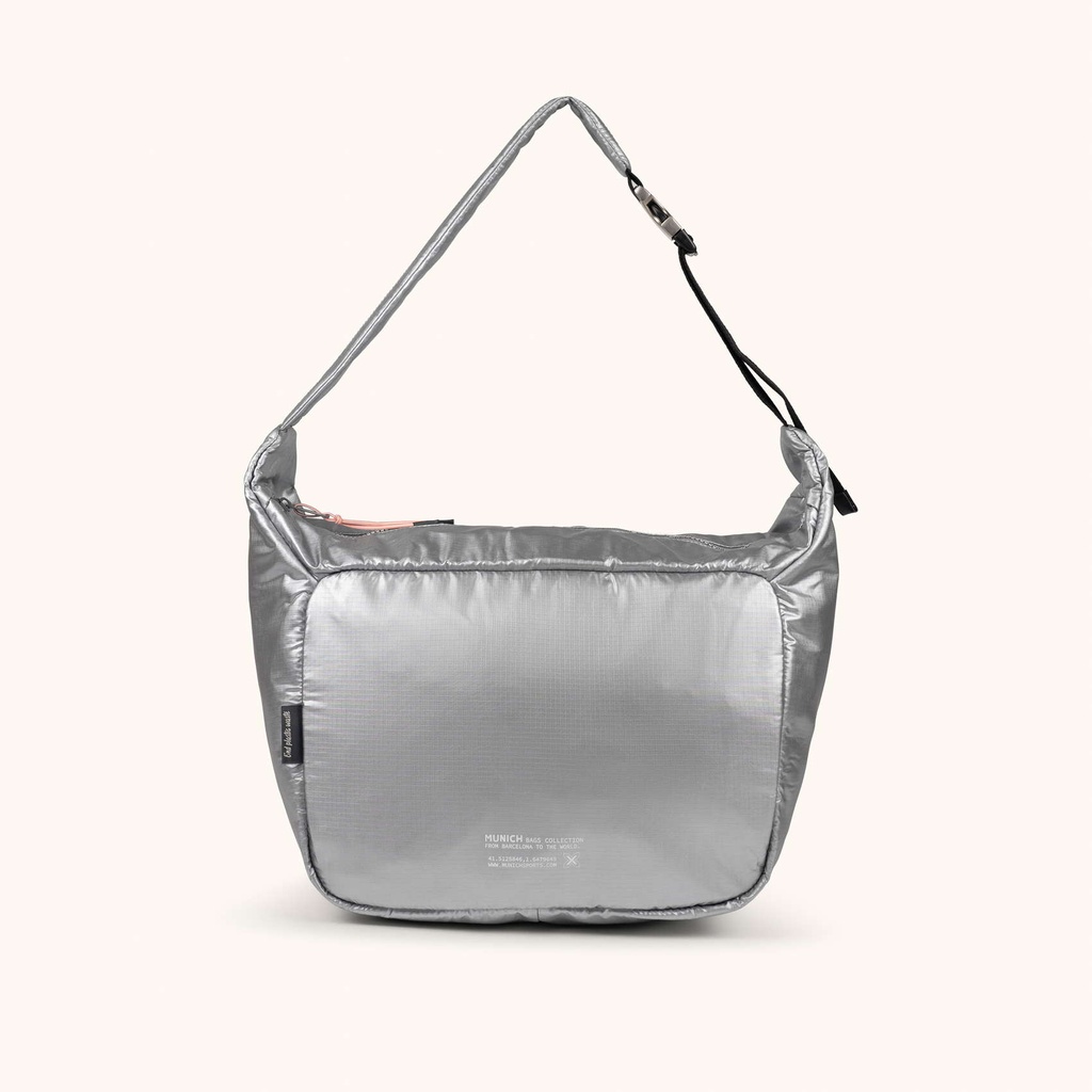 Bolso Hobo Minimalista en Poliamida Reciclada DEEP RECYCLED HOBO PLATA