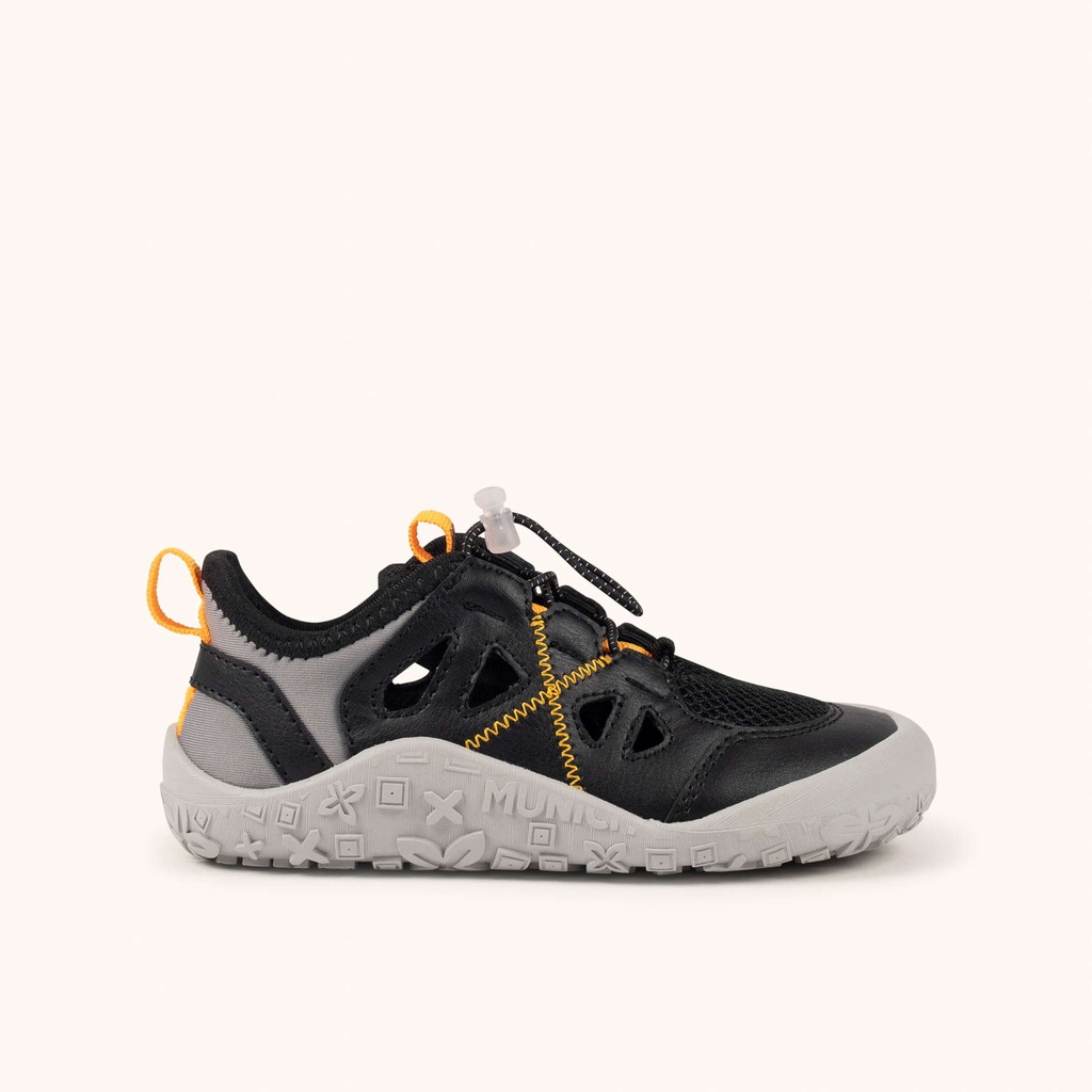 [8951001-36] MUNICH MINI GLOSS 01 Zapatilla de Verano Infantil Barefoot Negra y Naranja (36)