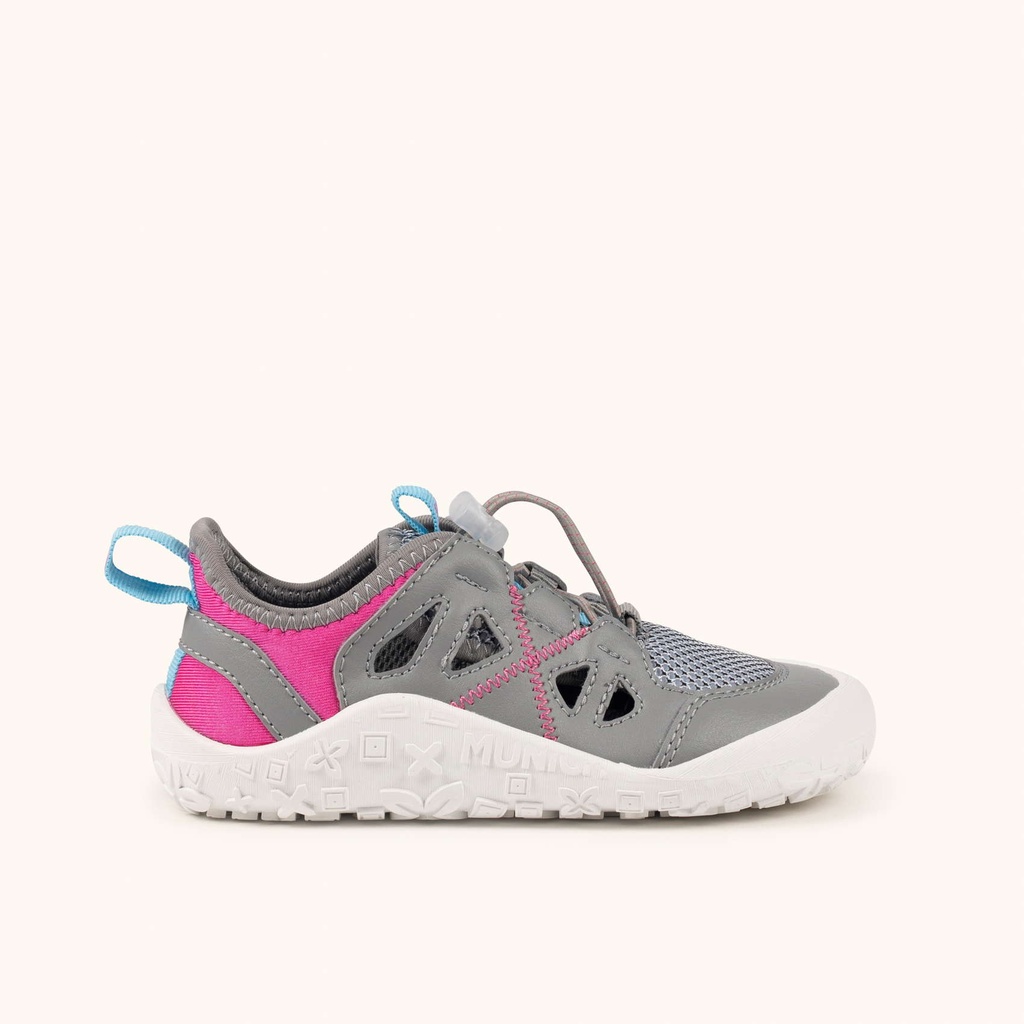 [8951004-36] MUNICH MINI GLOSS 04 Zapatilla Barefoot Infantil Multideporte Gris y Fucsia (36)