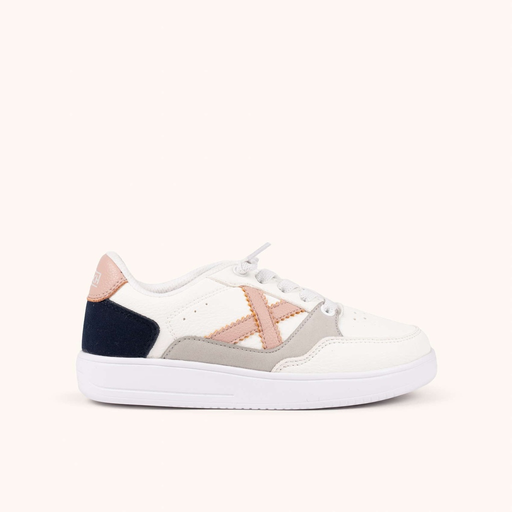 [8022022-36] MUNICH LEGIT KID 22 Zapatilla Infantil de Estilo Tenis en Blanco, Rosa y Marino (36)