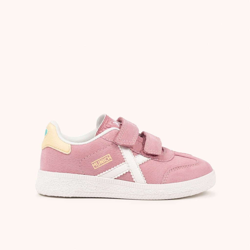 [8032018-28] MUNICH MINI BARRU VCO 18 Zapatillas Infantiles Rosa Pastel con Velcro y Detalles en Blanco y Crema (28)