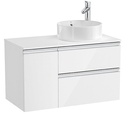 Mueble base The Gap/Hebe c/2 cajones p/lavabo de sobre encimera derecha, 900x460x537 mm, blanco brillo, (A851502806)