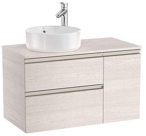 [PROCA851503434] Mueble base The Gap/Hebe c/2 cajones p/lavabo de sobre encimera izquierda, 900x460x537 mm, fresno nórdico, (A851503434)