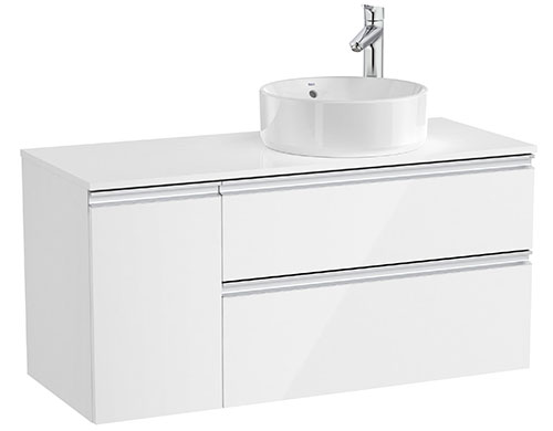 [PROCA851504806] Mueble base The Gap c/2 cajones, p/lavabo de sobre encimera derecha, 1100x460x537 mm, blanco brillo, (A851504806)