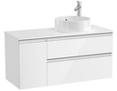Mueble base The Gap c/2 cajones, p/lavabo de sobre encimera derecha, 1100x460x537 mm, blanco brillo, (A851504806)