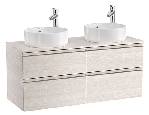 [PROCA851506434] Mueble base The Gap c/4 cajones p/2 lavabos 1200x460x537 mm, fresno nórdico, (A851506434)