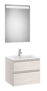 Conjunto Pack The Gap (mueble base c/2 cajones, lavabo central y espejo LED) 605x460x537 mm, fresno nórdico, (A851509434)