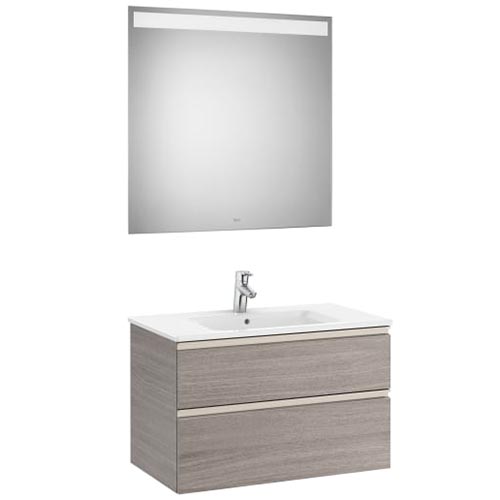 Conjunto Pack The Gap (mueble base c/2 cajones, lavabo central y espejo LED) 805x460x537 mm, gris mate, (A851511547)